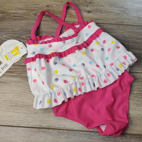 Baby's Koala Kids 2pc. polka dot hot pink and white swimsuit. Multi color 12-18m - Picture 4 of 9